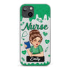 Née pour prendre soin, formée pour guérir – Étui de téléphone transparent personnalisé pour infirmière – Cadeau d'appréciation, de remerciement, vie d'infirmière, vie de médecin