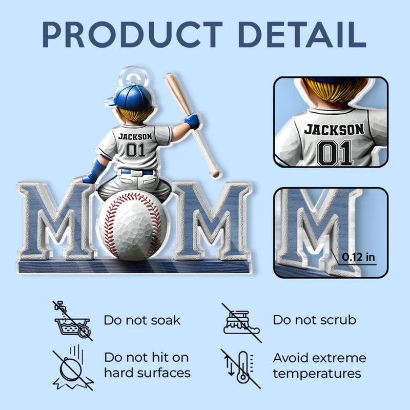 Proud Baseball Mom - Family Personalized Custom Car Ornament - Acrylic Custom Shaped - Mother's Day, House Warming Gift For Mom, Sport Lovers, Sport Players
