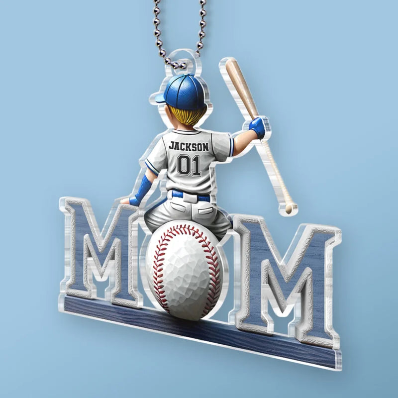 Proud Baseball Mom - Family Personalized Custom Car Ornament - Acrylic Custom Shaped - Mother's Day, House Warming Gift For Baseball Moms, Baseball Players, Sports Families