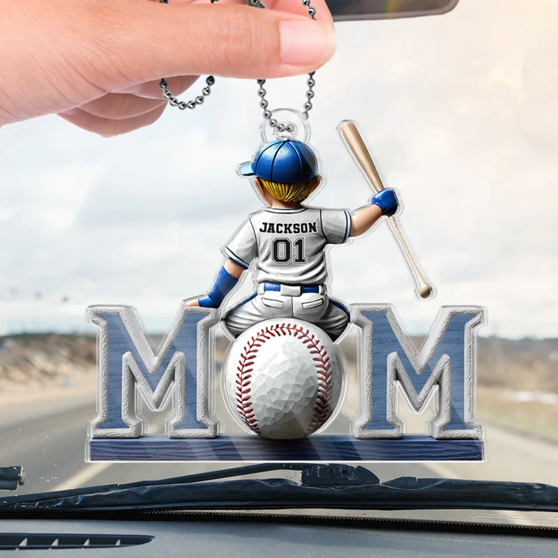 Proud Baseball Mom - Family Personalized Custom Car Ornament - Acrylic Custom Shaped - Mother's Day, House Warming Gift For Mom, Sport Lovers, Sport Players