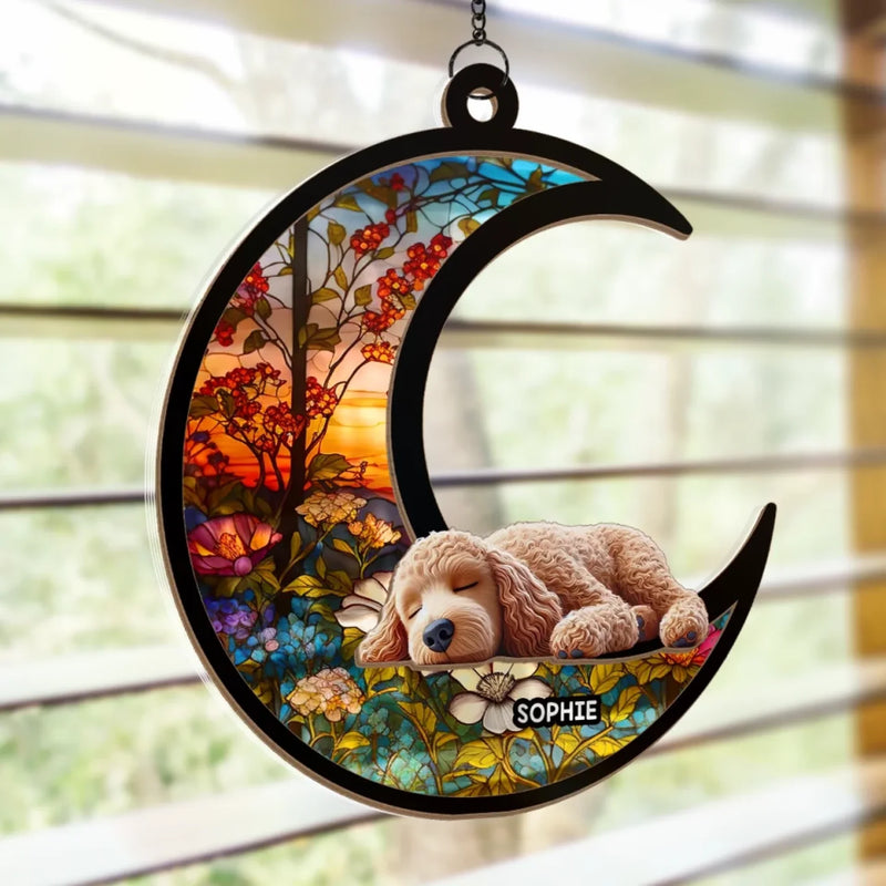 My Moon, My Memory, My Love - Memorial Personalized Window Hanging Suncatcher Ornament - Sympathy Gift For Pet Owners, Pet Lovers