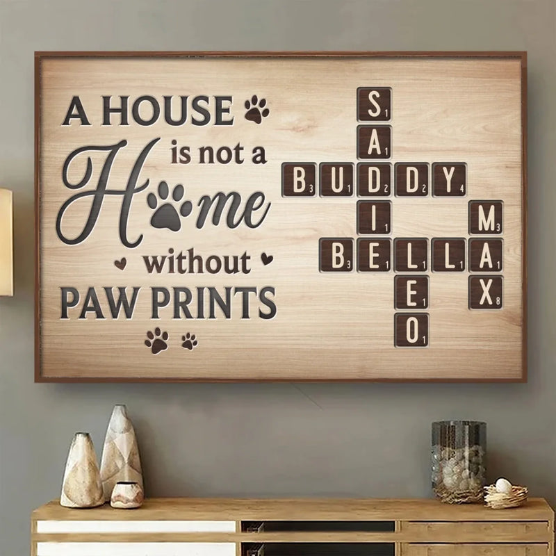 Where Paws Roam, Love Is Always Home - Memorial Personalized Custom Horizontal Poster - Sympathy Gift For Dog Lovers, Cat Lovers
