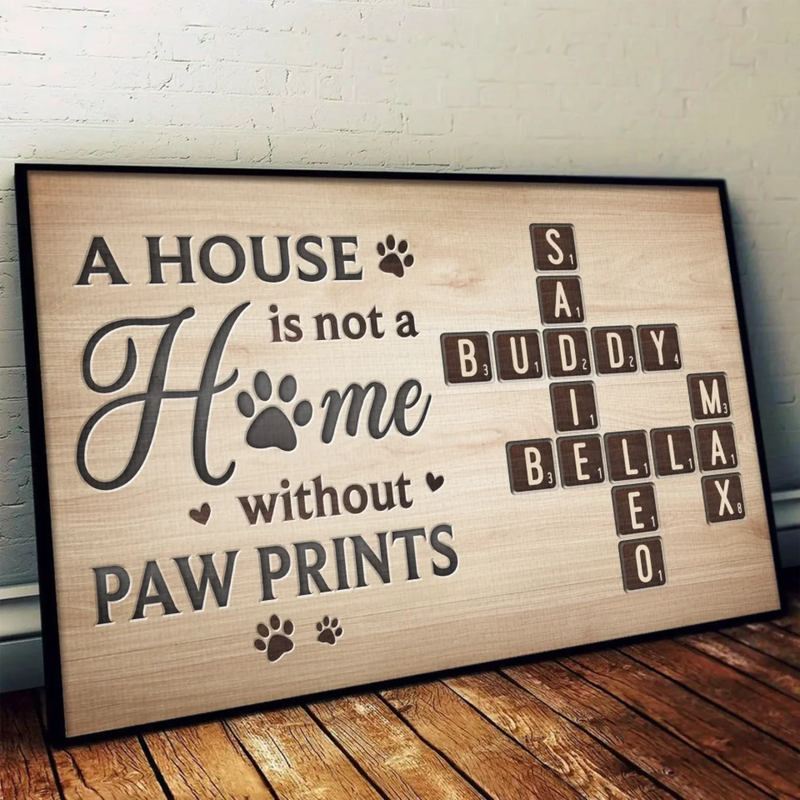 Where Paws Roam, Love Is Always Home - Memorial Personalized Custom Horizontal Poster - Sympathy Gift For Dog Lovers, Cat Lovers