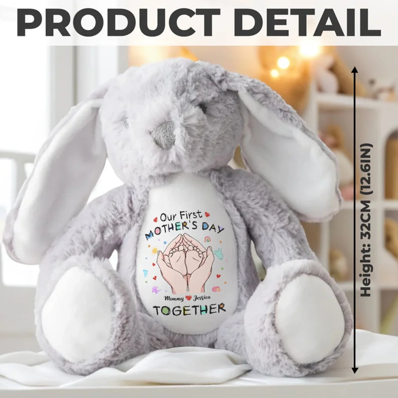 Tiny Feet, Big Love - Family Personalized Custom Easter Bunny Plush - Mother's Day, Baby Shower Gift, Gift For Mom, New Moms