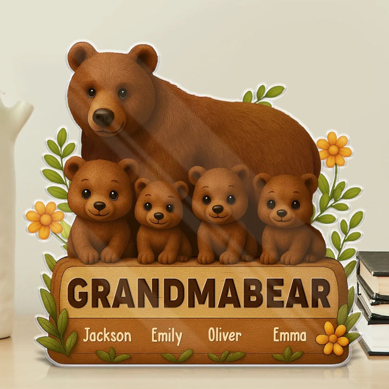 Grandma Bear, Our Forever Protector - Family Personalized Custom Acrylic Plaque Custom Shape - Mother's Day, Gift For Grandma, Grandparent