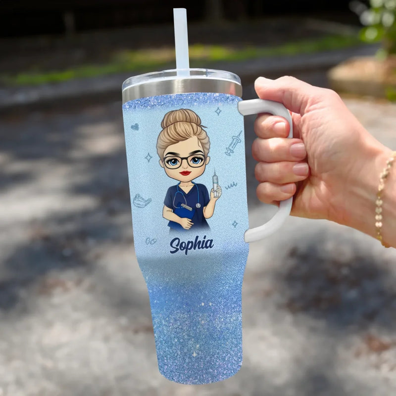 Grace Under Pressure, That’s A Nurse - Nurse  Personalized Custom 40 Oz Stainless Steel Tumbler With Handle - Appreciation, Thank You Gift, Nurse Life, Doctor Life