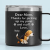 Derrière chaque aboiement se cache une maman aimante - Gobelet personnalisé en acier inoxydable de 14 oz avec poignée pour chien - Fête des Mères, cadeau pour les propriétaires d'animaux et les amoureux des animaux