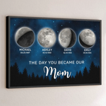 The Moon Glowed Brighter The Day You Became Mom - Family Personalized Custom Horizontal Poster - Mother's Day, Gift For Mom, Grandma