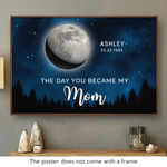 The Moon Glowed Brighter The Day You Became Mom - Family Personalized Custom Horizontal Poster - Mother's Day, Gift For Mom, Grandma