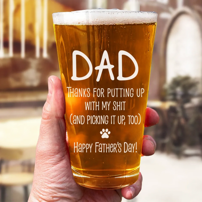 Happy Father's Day To My Snack Provider - Dog Personalized Custom Beer Glass - Father's Day, Gift For Pet Owners, Pet Lovers