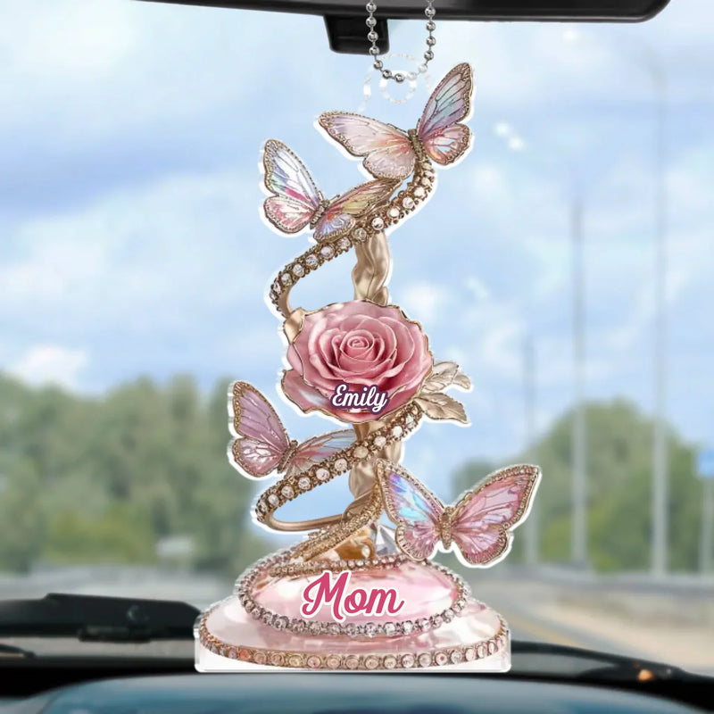 Every Rose Tells Your Story - Family Personalized Custom Car Ornament - Acrylic Custom Shaped - Mother's Day, Gift For Mom, Grandma