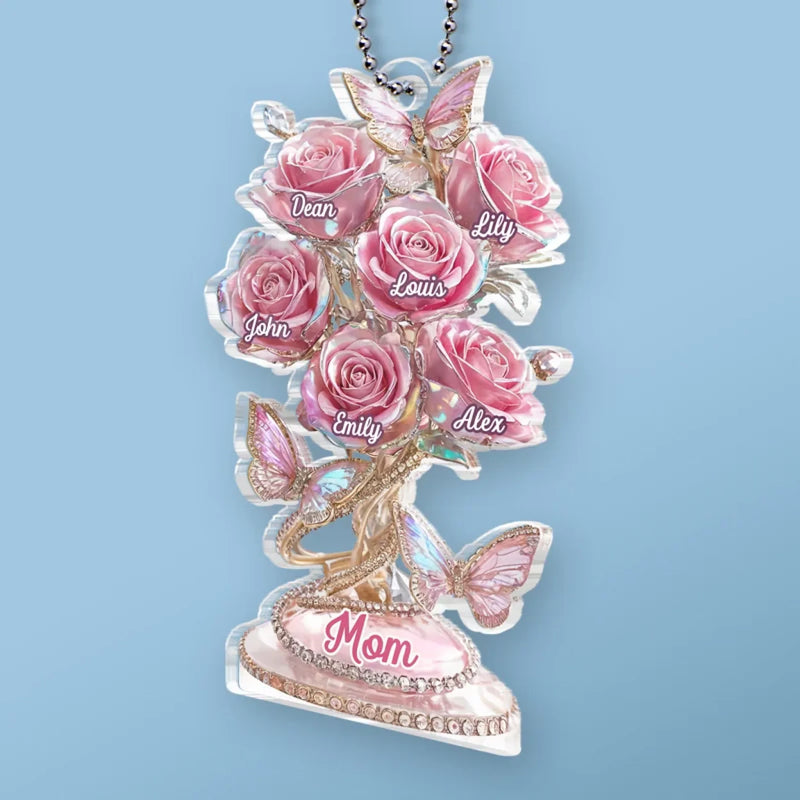 Every Rose Tells Your Story - Family Personalized Custom Car Ornament - Acrylic Custom Shaped - Mother's Day, Gift For Mom, Grandma