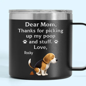 Derrière chaque aboiement se cache une maman aimante - Gobelet personnalisé en acier inoxydable de 14 oz avec poignée pour chien - Fête des Mères, cadeau pour les propriétaires d'animaux et les amoureux des animaux
