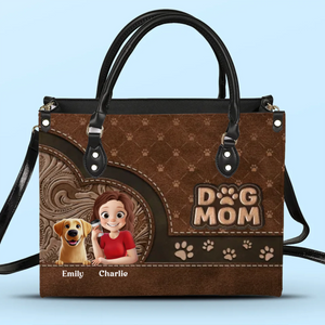 Sac à main en cuir personnalisé « Juste une fille et son chiot » – Cadeau pour la fête des mères, pour les propriétaires d'animaux et les amoureux des animaux