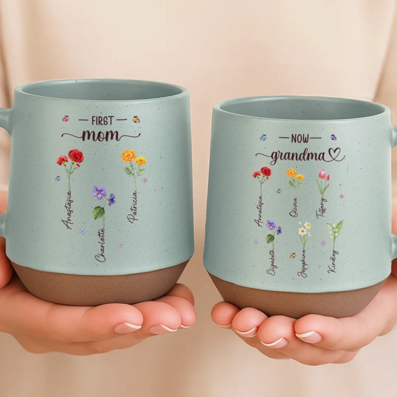 Her Garden Just Keeps Growing - Family Personalized Custom Printed Stoneware 12oz Mug - Mother's Day, Gift For Mom, Grandma