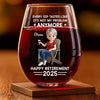 Officiellement hors service - Verre à vin personnalisé - Cadeau de remerciement, de départ à la retraite pour vous-même, vos meilleurs amis, vos frères et sœurs, votre famille et vos collègues