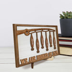 We Are Hooked On You - Family Personalized Custom 2-Layered Wooden Plaque With Stand - Father's Day, Gift For Dad, Grandpa, Anglers