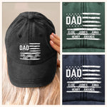 Carrying My Crew On My Cap - Family Personalized Custom Vintage Washed Denim Baseball Cap - Father's Day, Gift For Dad, Grandpa, Husband