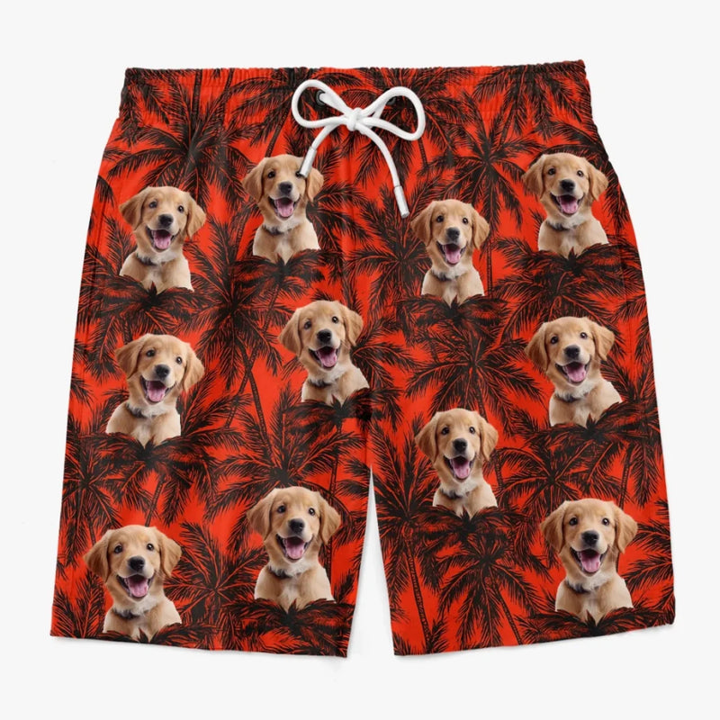 Custom Photo Pawty In Paradise - Dog & Cat Personalized Custom Tropical Hawaiian Aloha Men Beach Shorts - Summer Vacation Gift For Pet Owners, Pet Lovers