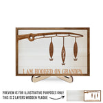 We Are Hooked On You - Family Personalized Custom 2-Layered Wooden Plaque With Stand - Father's Day, Gift For Dad, Grandpa, Anglers