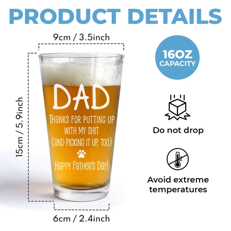 I Woof You More Than Treats - Dog Personalized Custom Beer Glass - Father's Day, Gift For Pet Owners, Pet Lovers