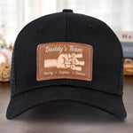 Team Daddy, No Substitutes - Family Personalized Custom Leather Patch Hat - Father's Day, Gift For Dad, Grandpa