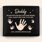 Growing Up, Guided By Your Hands - Family Personalized Custom Double-Sided Printed Leather Wallet - Father's Day, Gift For Dad, Grandpa