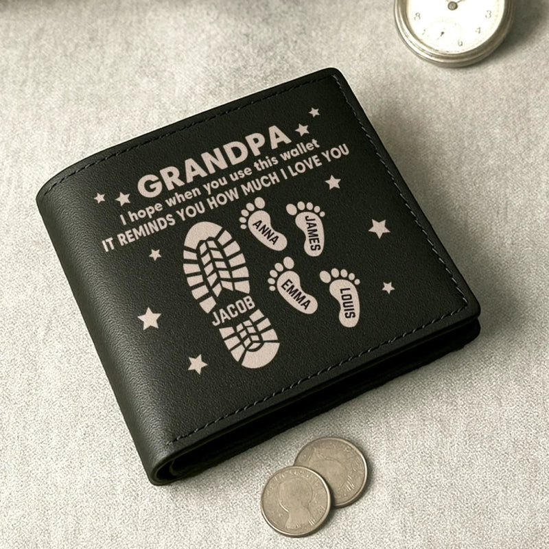 Carry This, And Carry Our Love With You Too - Family Personalized Custom Double-Sided Printed Leather Wallet - Father's Day, Gift For Dad, Grandpa
