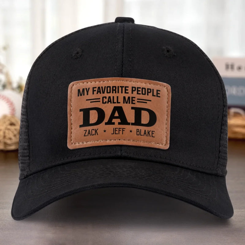 Blessed To Be Called Dad - Family Personalized Custom Leather Patch Hat - Father's Day, Gift For Dad, Grandpa