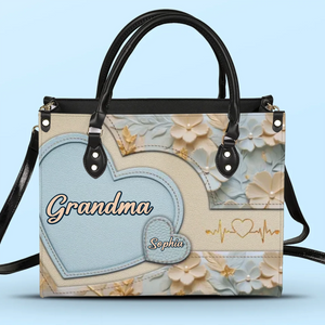 Le cœur de grand-mère est plein - Sac à main en cuir personnalisé pour la famille - Fête des Mères, cadeau pour maman, grand-mère