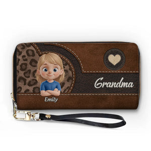Où l'amour est toujours à portée de main - Portefeuille long en cuir personnalisé pour la famille - Cadeau pour la fête des mères, maman, grand-mère