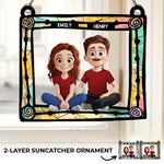 Less Stress When I'm With You - Dog & Cat Personalized Window Hanging Suncatcher - Gift For Dog Lovers, Cat Lovers