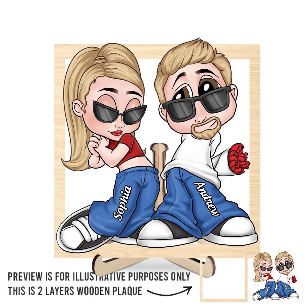 Together We Can Face Anything That Comes - Couple Personalized Custom 2-Layered Wooden Plaque With Stand - Gift For Husband Wife, Anniversary