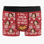 Custom Photo Only Me Can Jingle Your Bells - Funny Personalized Custom Boxer Briefs, Men's Boxers - Christmas Gift For Boyfriend, Husband, Anniversary