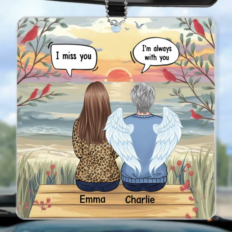 Always In Our Hearts - Memorial Personalized Custom Car Ornament - Acrylic Custom Shaped - Sympathy Gift For Family Members