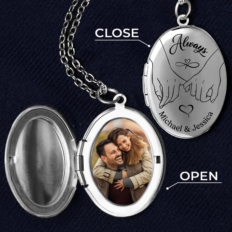 Custom Photo I Promise To Always Be By Your Side - Couple Personalized Custom Locket Necklace - Gift For Husband Wife, Anniversary