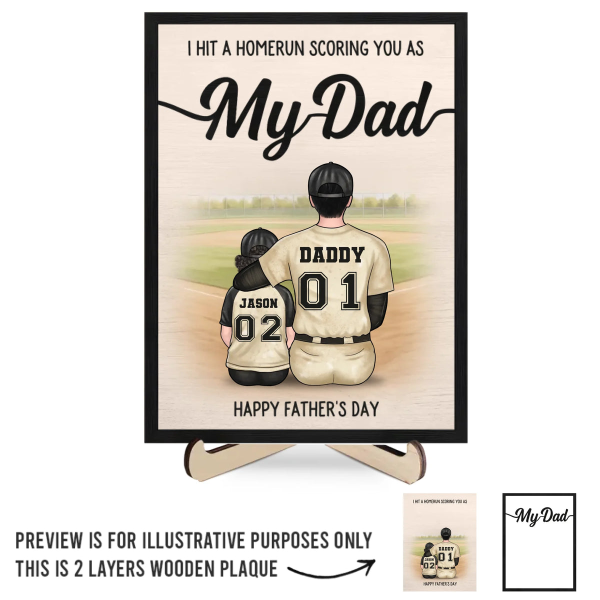 Our Coach, Our Hero, Our Dad - Family Personalized Custom 2-Layered Wooden Plaque With Stand - Father's Day, Gift For Dad, Sport Lovers, Sport Players