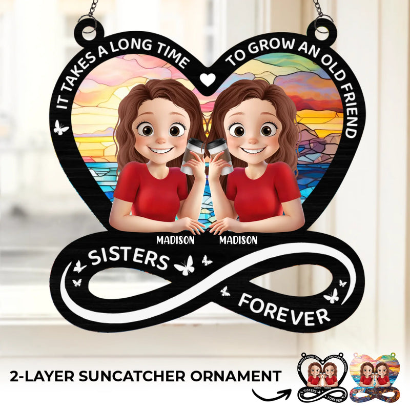 Real Friendship Transcends Time And Space - Bestie Personalized Window Hanging Suncatcher Ornament - Gift For Best Friends, BFF, Bestie