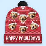 Custom Photo Love Is A Four-Legged Christmas - Dog & Cat Personalized Custom Christmas Beanie Hat - Christmas Gift For Pet Owners, Pet Lovers