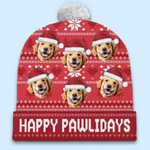 Custom Photo Love Is A Four-Legged Christmas - Dog & Cat Personalized Custom Christmas Beanie Hat - Christmas Gift For Pet Owners, Pet Lovers