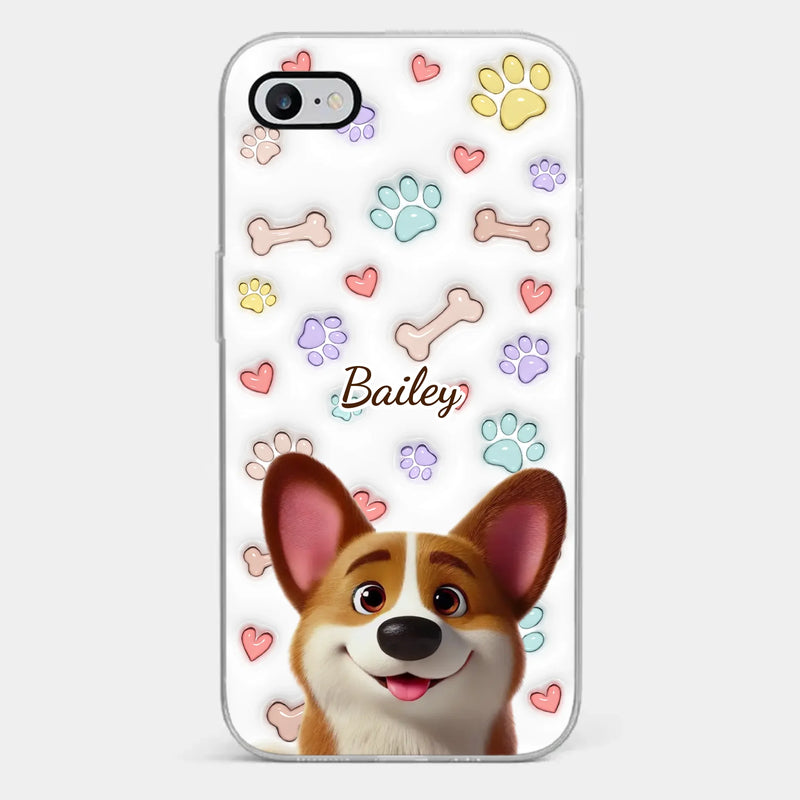 Four Paws, One Heart - Dog Personalized Custom 3D Inflated Effect Printed Clear Phone Case - Gift For Pet Owners, Pet Lovers