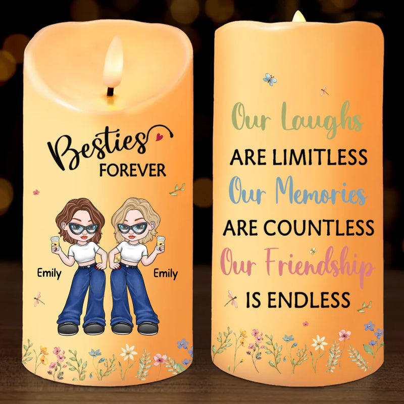 True Friends Till the End - Bestie Personalized Custom LED Candle - Gift For Best Friends, BFF, Sisters