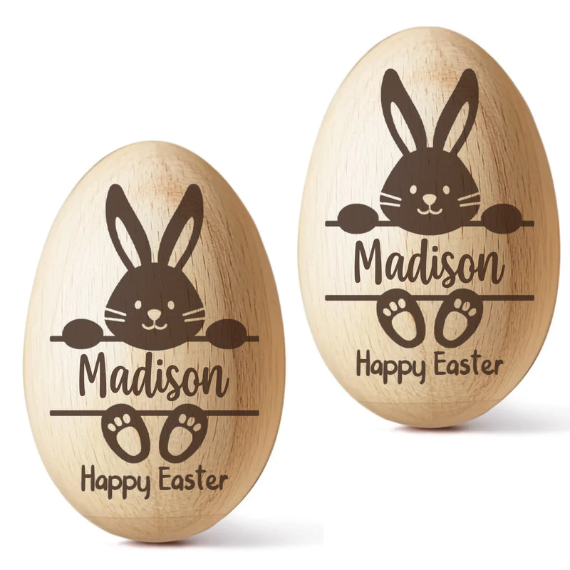 My First Easter Keepsake - Family Personalized Custom Wooden Egg Shaker - Easter Gift For Baby Kids, Newborn Baby