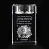 Custom Photo You Stay Forever In Our Hearts - Memorial Personalized Custom 3D Crystal Photo Laser Engraved, Crystal Candle Holder - Sympathy Gift For Family Members
