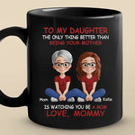 Bonded By Heart, United By Love - Family Personalized Custom Black Mug - Mother's Day, Gift For Mom, Daughter, New Moms