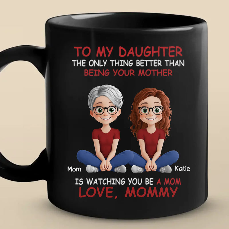 Bonded By Heart, United By Love - Family Personalized Custom Black Mug - Mother's Day, Gift For Mom, Daughter, New Moms