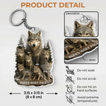 Wolf By Nature, Dad By Heart - Family Personalized Custom Shaped Acrylic Keychain - Father's Day, Gift For Dad, Grandpa