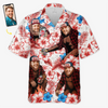T-shirt hawaïen tropical unisexe personnalisé avec photo « Soleil dehors, plaisir dehors » - Cadeau idéal pour les vacances d'été, les membres de la famille, les meilleurs amis, les frères et sœurs, les amoureux des voyages