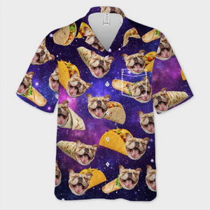 T-shirt hawaïen tropical unisexe personnalisé avec photo « Just A Taco Dog With Dreams » pour chien et chat - Cadeau idéal pour les vacances d'été, les amoureux des animaux et les voyageurs.
