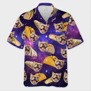 T-shirt hawaïen tropical unisexe personnalisé avec photo « Just A Taco Dog With Dreams » pour chien et chat - Cadeau idéal pour les vacances d'été, les amoureux des animaux et les voyageurs.